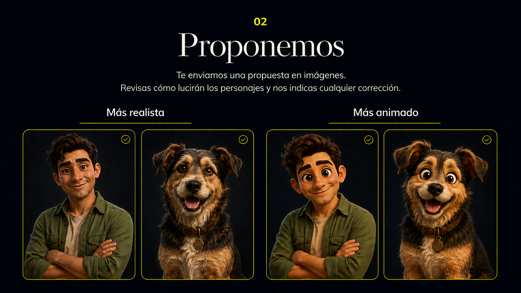 Paso 2: Recibe y revisa una propuesta visual de los personajes