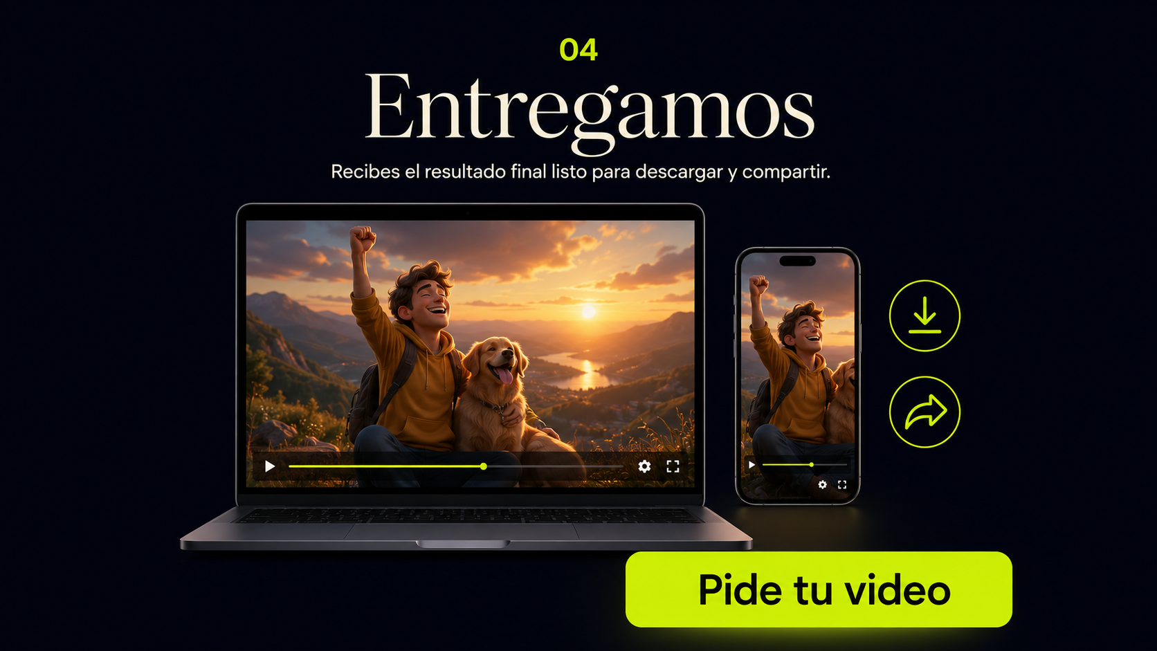 Paso 4: Recibe el video final listo para descargar y compartir